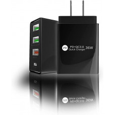 QAISE USB-C Charger – Triple 36W USB Wall Charger with PD Charger – 3.0 Quick Charging Block – 20Watt Type-C USB Charger Station with LED Indicator – Multi-Port Power Adapter for Phone, Laptop, Tablet QAISE USB-C Charger – Triple 36W USB Wall Charger with PD Charger – 3.0 Quick Charging Block – 20Watt Type-C USB Charger Station with LED Indicator – Multi-Port Power Adapter for Phone, Laptop, Tablet
